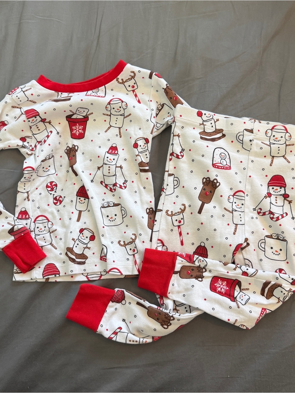 The Honest Company White and Red Kids Holiday Snowman Pajama Set